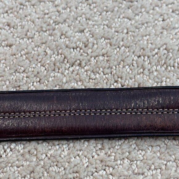 Coach Leather Belt Size 36 Classic Dark Brown Contrast Stitch Nickel Hardware - Picture 7 of 12